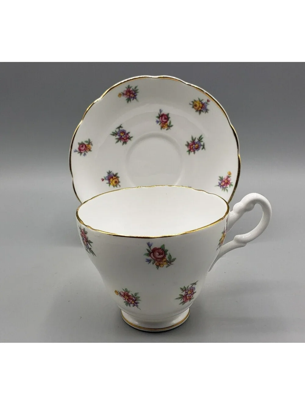 Vintage Regency Teacup & Saucer Petite Floral Bouquets Fine Bone China England